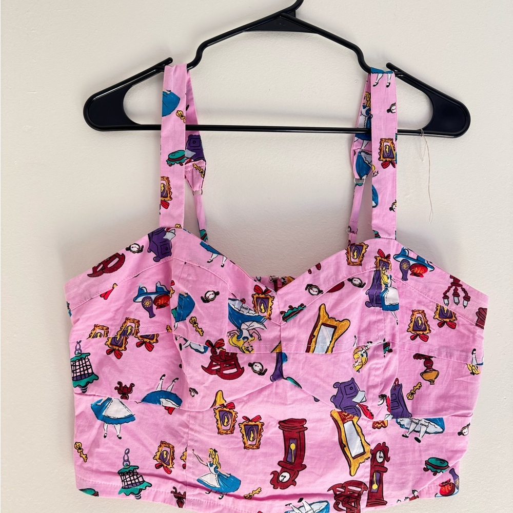 NWT Hot Topic Pink Alice In Wonderland Patterned Dress